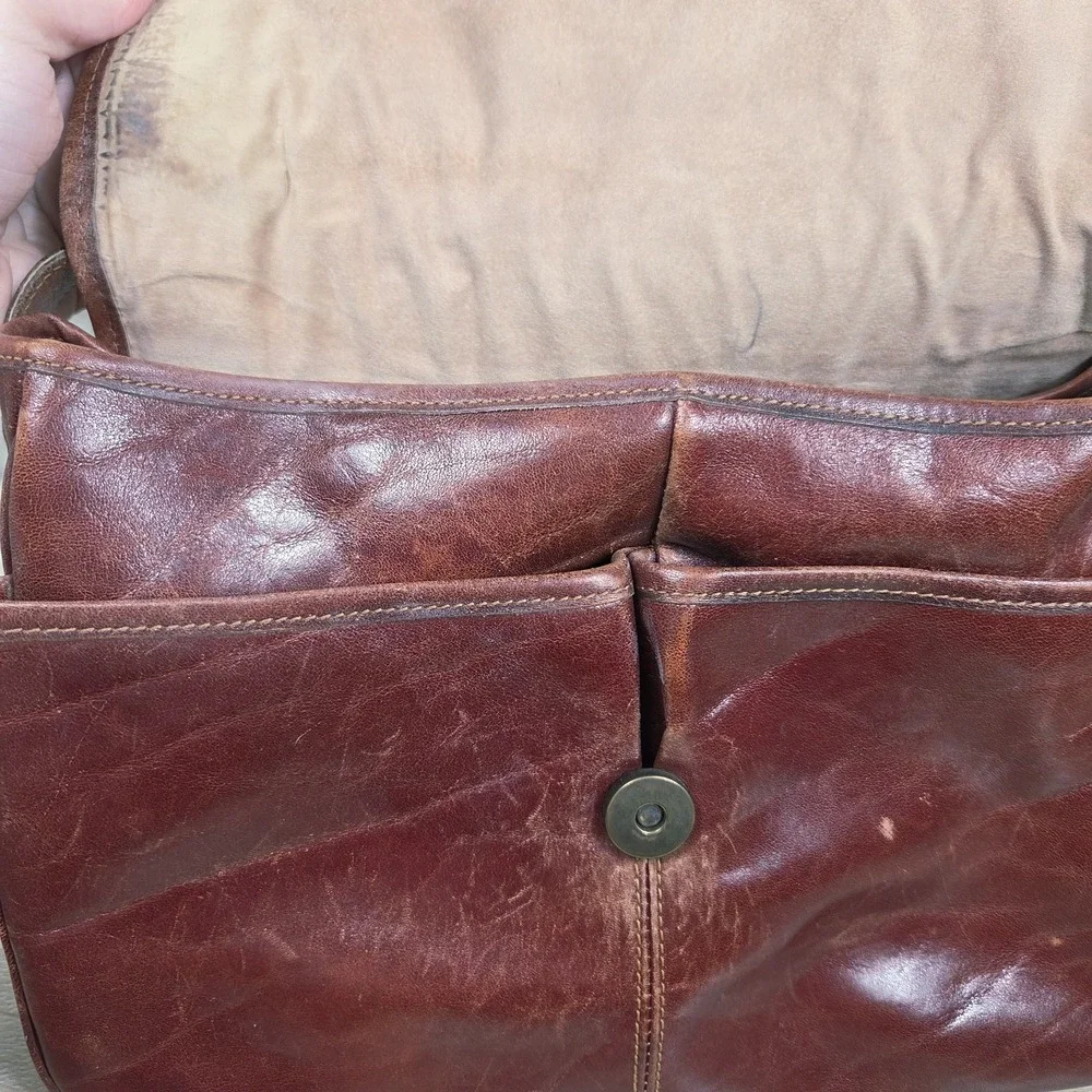 Vintage Oroton Leather Messenger Bag Made in Australia Brown Crossbody Satchel
